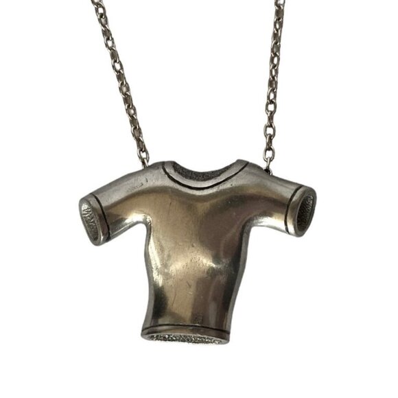 Vintage Genuine Pewter Tee Shirt Pendant Necklace NWT - Picture 1 of 5